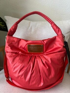New Marc by Marc Jacobs Nylon Tangerine Coral Ree Hobo Shoulder Bag Purse NWT
